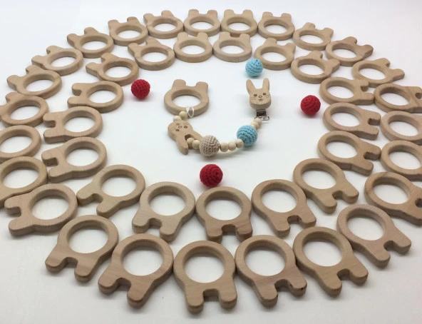 Figürlü Ahşap Emzik Klipsi Tavşan - 3