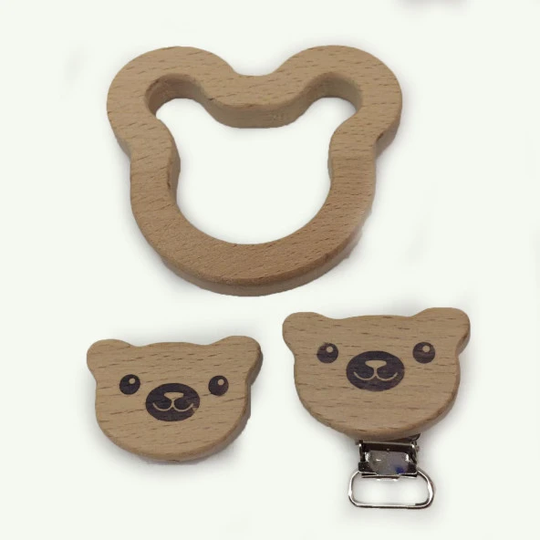 Figürlü Ahşap Emzik Klipsi Ayıcık - 2