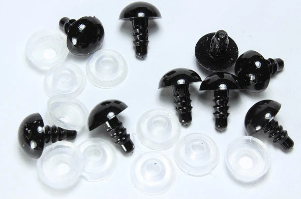 Kilitli Göz Saf Siyah 12 Mm ( 5 Çift )
