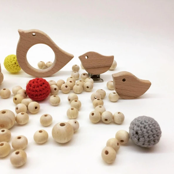 Figürlü Ahşap Emzik Klipsi Kuş - 2