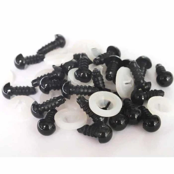 Kilitli Göz Saf Siyah 8 Mm ( 6 Çift )
