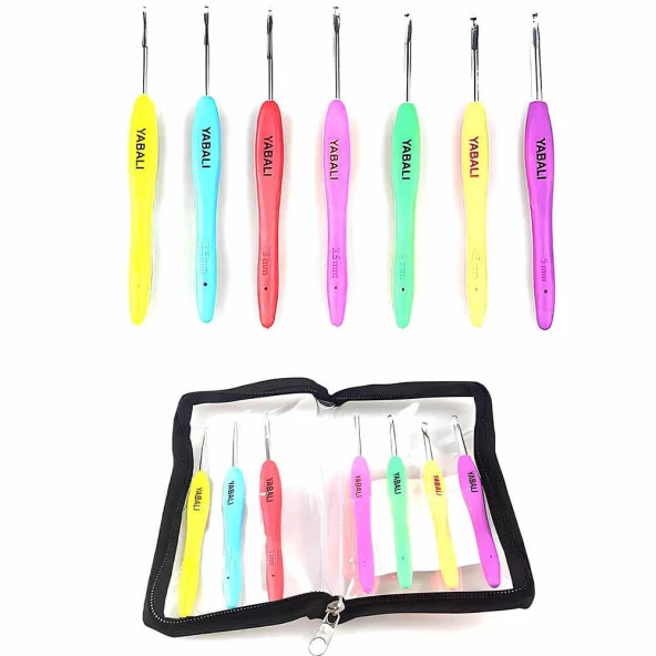 Yabalı Silikon Saplı Yün Örgü Tığ Seti 7li - Resim 5