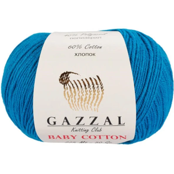 Gazzal Baby Cotton Örgü İpi 3428 Mavi ürün görseli 1