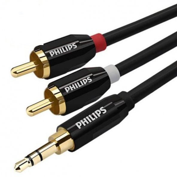 Philips SWR2121C Yüksek Kalite Rca To Aux Kablo 3.5mm To 2x Rca 2 Metre Kablo Uzunluğu