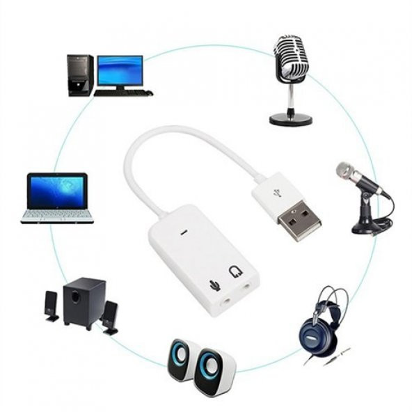 USB Ses Kartı 7.1 Virtual Sound 3D 5HV2 Çevirici Dönüştürücü Adaptör Kulaklık Mikrofon Birlikte
