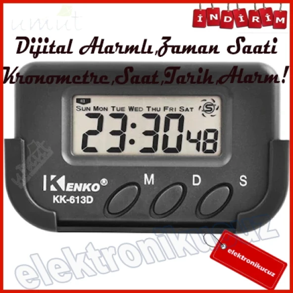 Küçük Dijital Mini Kronometreli Saat Sen Ayarla O İleri Saymaya Başlasın Alarm Tarih Saat Çantanda - 2
