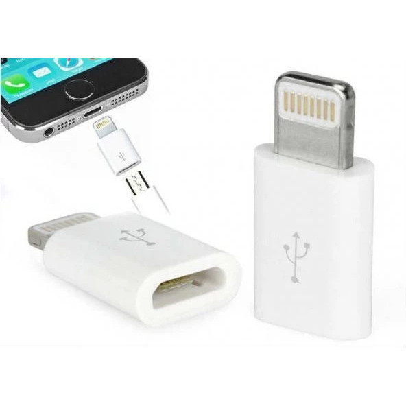 Mikro Usb Uç Girişten İphone a Dönüştürücü Otg Çevirici MİKRO USB GİRİŞ İPHONE ÇIKIŞA CEVİRİCİ