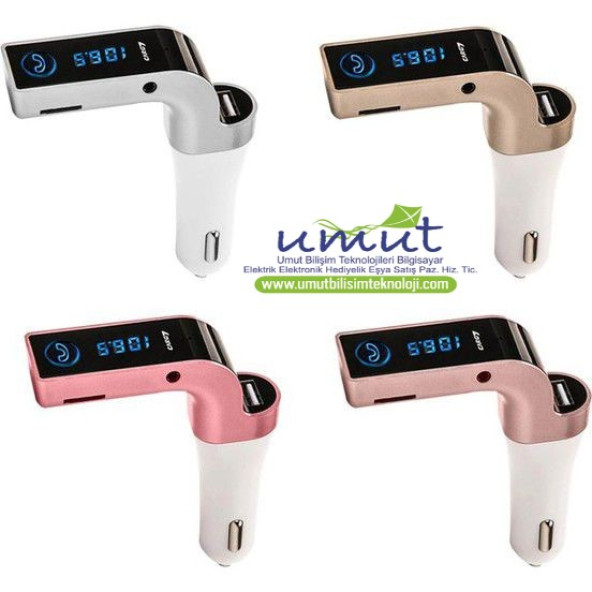 2024 Yeni Model Bluetooth 4.1 Araç Kiti Car G7 Fm Transmitter Çakmaklık Girişli Mp3 Çalar Usb Aux - 3