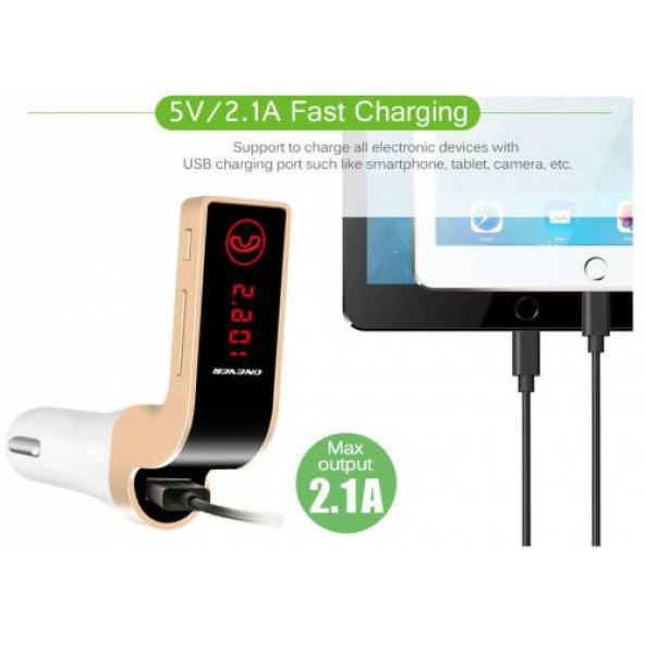 2024 Yeni Model Bluetooth 4.1 Araç Kiti Car G7 Fm Transmitter Çakmaklık Girişli Mp3 Çalar Usb Aux - 5