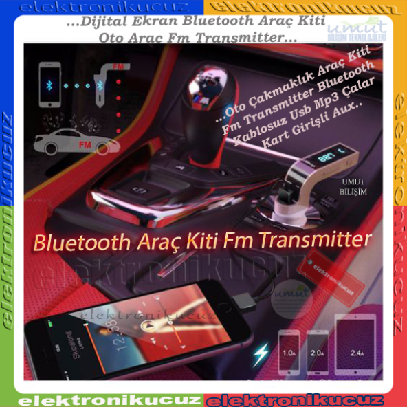 2024 Yeni Model Bluetooth 4.1 Araç Kiti Car G7 Fm Transmitter Çakmaklık Girişli Mp3 Çalar Usb Aux - 8