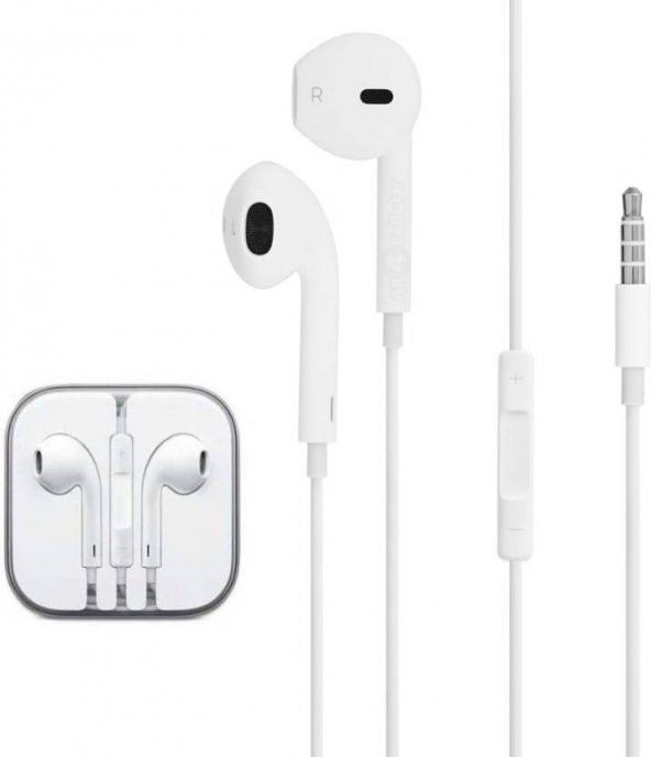 İPHONE - İOS - APPLE UYUMLU 3.5 MM JAK GİRİŞLİ MİKROFONLU KULAKLIK KULAK İÇİ EARPODS TİPTE