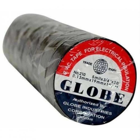 Globe Elektrikçi Bandı İzole Bant Siyah 10 Adet 19 mm