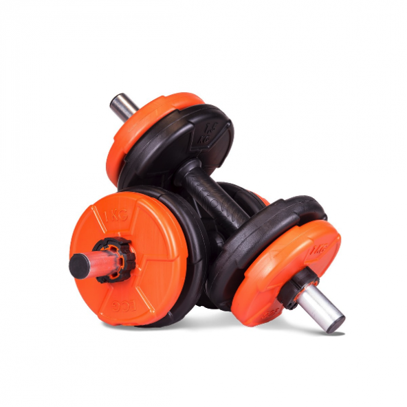 11 Kg Dambıl Seti Turuncu-Siyah 6 in 1 Fitness Set