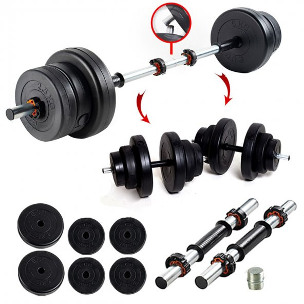 Ecgspor 22 Kg Multifonksiyonel Halter Seti Ve Dambıl Seti Ağırlık Fitness Seti