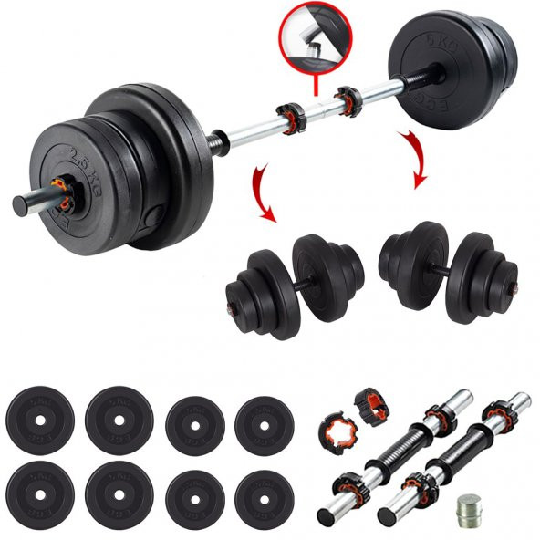 Ecgspor 32 Kg Multifonksiyonel Halter Seti Ve Dambıl Seti Ağırlık Fitness Seti
