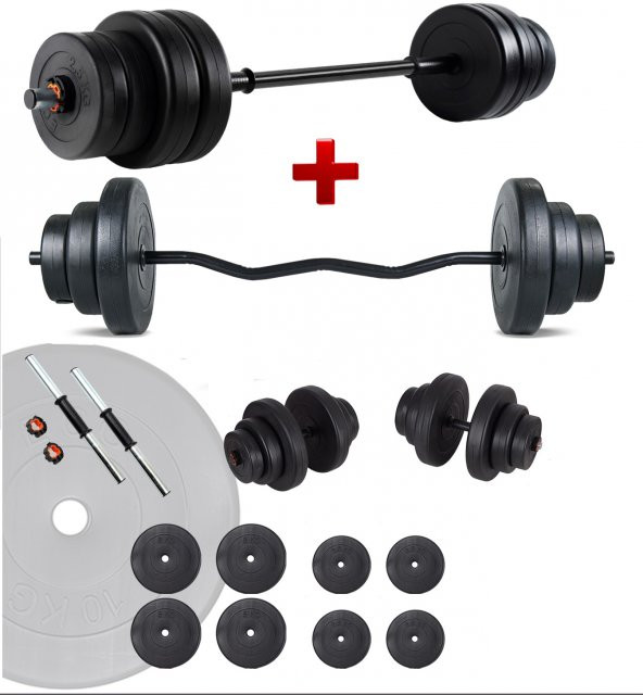 Ecgspor 38 Kg Z Bar Halter Seti Ve Dambıl Seti Ağırlık Fitness Seti