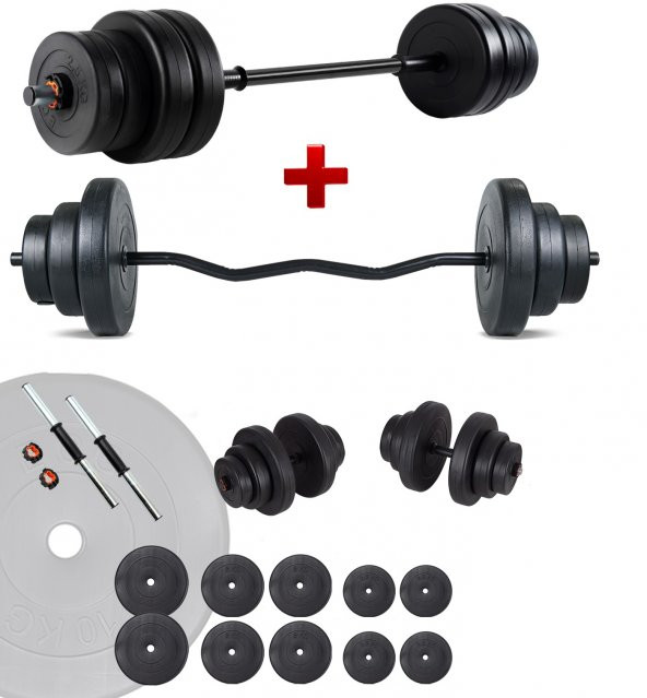 Ecgspor 58 Kg Z Bar Halter Seti Ve Dambıl Seti Ağırlık Fitness Seti