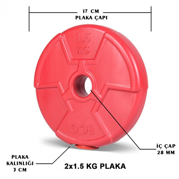 Ecgspor Özel Seri 1.5 Kg Kırmızı Plaka-2 Adet - 2