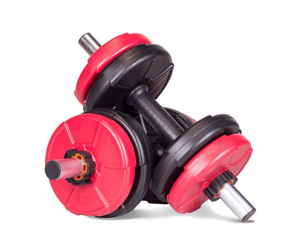 Ecgspor 16 Kg Dambıl Seti Kırmızı-Siyah 6 In 1 Fitness Set