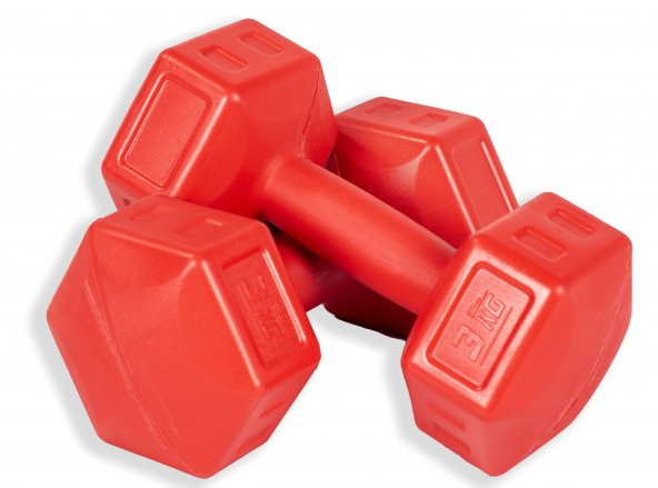 ECGSPOR 3 KG Dambıl Seti Fitness ve Ağırlık Seti Kırmızı