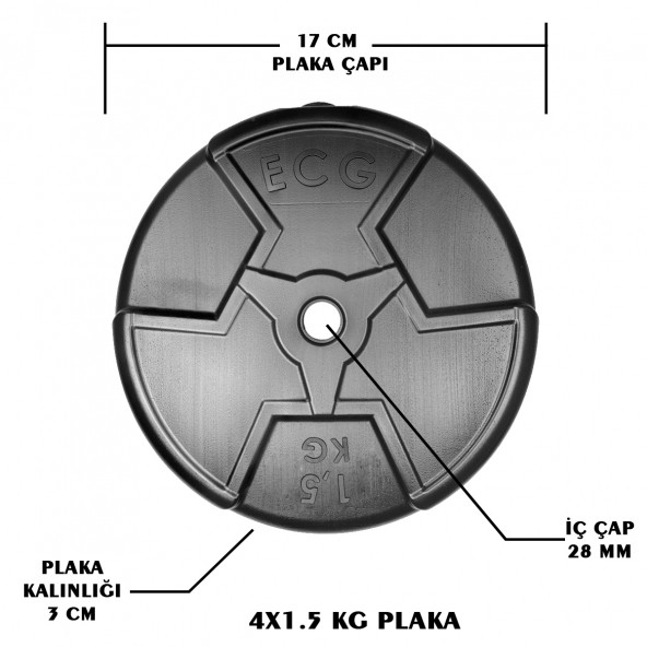 Ecgspor Özel Seri 1.5 Kg Siyah Plaka-4 Adet - 2