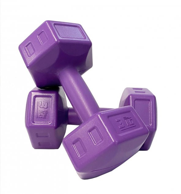 Ecgspor 3 Kg Mor Dambıl Seti 3 Kg x 2 Adet Toplam 6 Kg Ağırlık Seti
