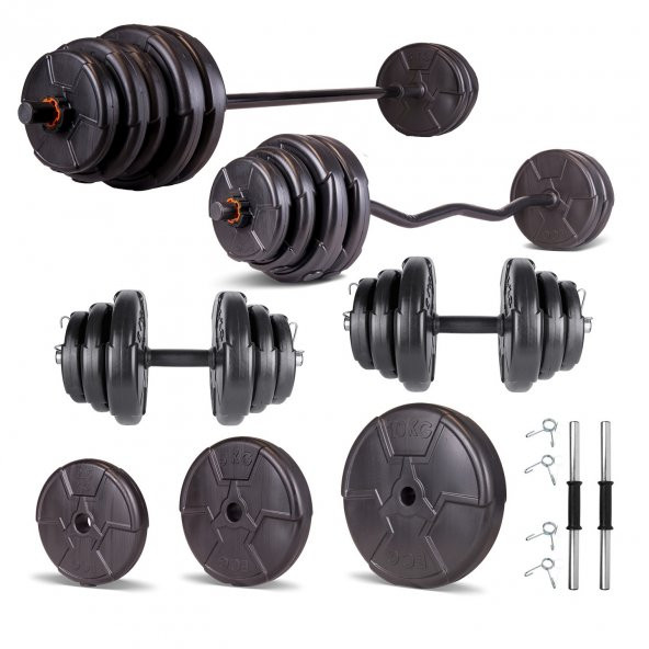 Ecgspor Hero Serisi 108 Kg Z Bar Dambıl Seti Ve Fitness Ağırlık Seti