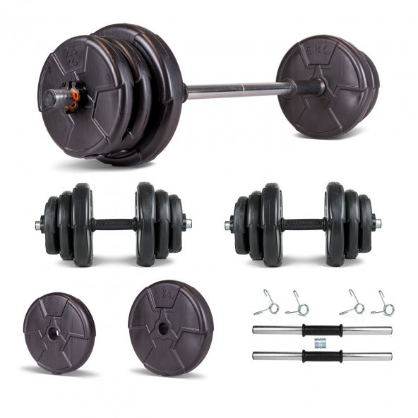 Ecgspor HERO Serisi 22 KG Multifonksiyonel HSeti ve Dambıl Seti Ağırlık Fitness Seti