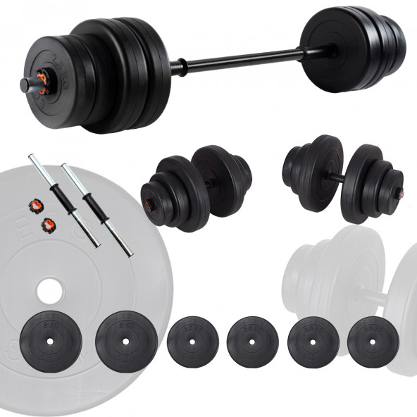 Ecgspor 25 KG Halter Seti ve Dambıl Seti Ağırlık Fitness Seti