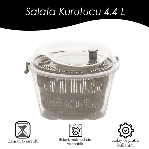 Porsima G-25 Gondol Vega Pratik Salata Kurutucu - Meyve Sebze Yeşillik Yıkama Kurutma Kabı Cappuccino - 3