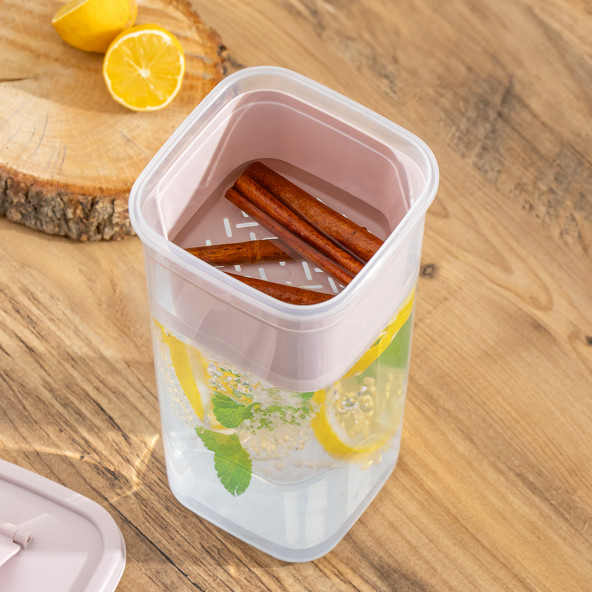 Porsima 06-1109 Detoks Sürahi & Limonluk Şeffaf 1,5 L - Pembe - Resim 2