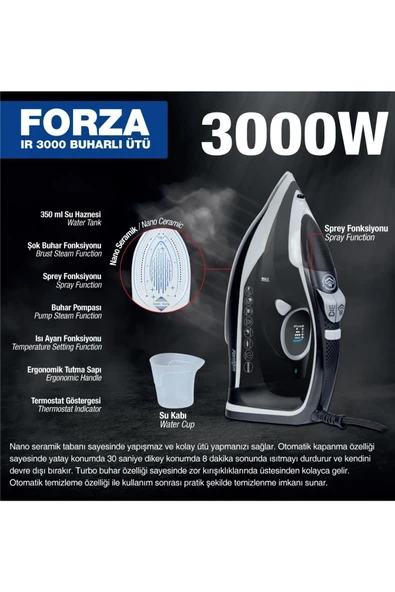 Fantom Forza IR 3000 W Bakır Buharlı Ütü - 2