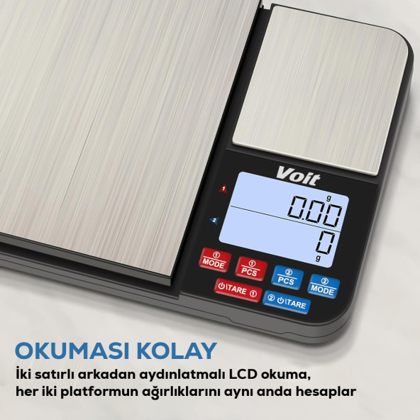 Voit Sc21 Hassas Mutfak Terazisi-Paslanmaz Çelik Mutfak Ölçüm Tartısı 10Kg/0,5Kg & 1G/0,01G - 4