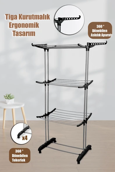 Perilla Flyby 3 Katlı Katlanabilir Alüminyum Çamaşır Kurutmalık