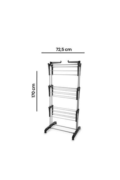 Perilla Flyby 3 Katlı Katlanabilir Alüminyum Çamaşır Kurutmalık - 4