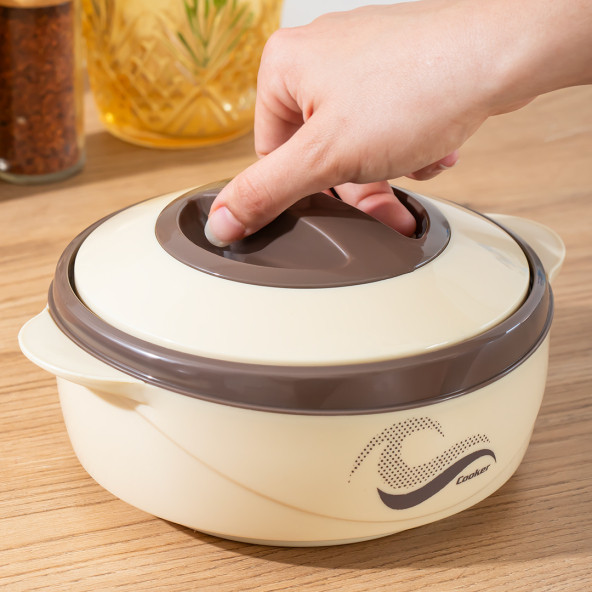 Porsima 3149 1000 mL Yemek Termosu - Sızdırmaz Kilitlenebilir Kapak Paslanmaz Çelik Sefer Tası - Krem - 2