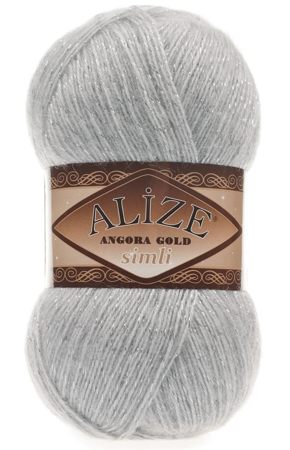Alize Angora Gold Simli El Örgü İpi 21 Gri Melanj