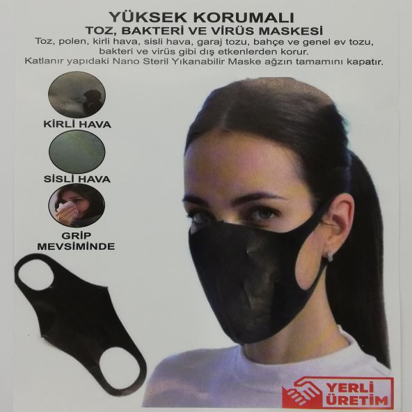 Yıkanabilir Yüz/ağız Maskesi Korumalı