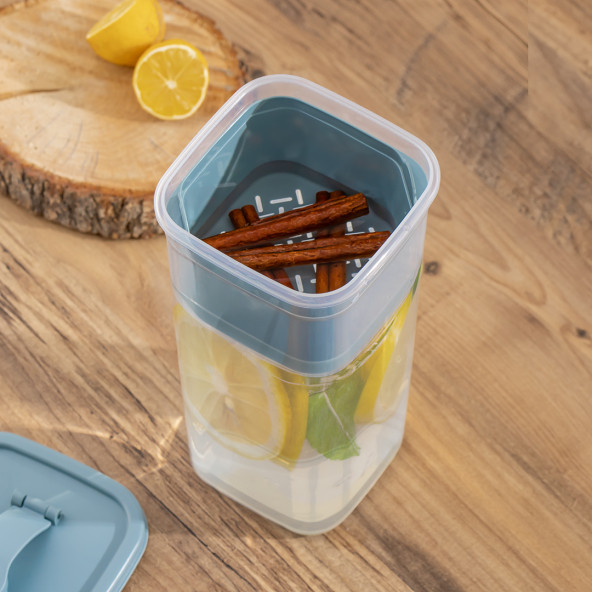 Porsima 06-1109 Detoks Sürahi & Limonluk Şeffaf 1,5 L - Mavi - Resim 2