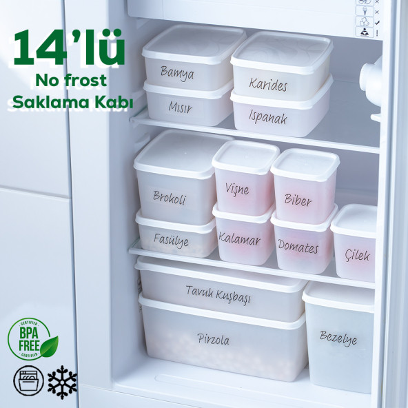 Porsima Etiketli 14 lü Çok Amaçlı -20°C Derin Dondurucu Gıda Erzak Saklama Kabı Seti