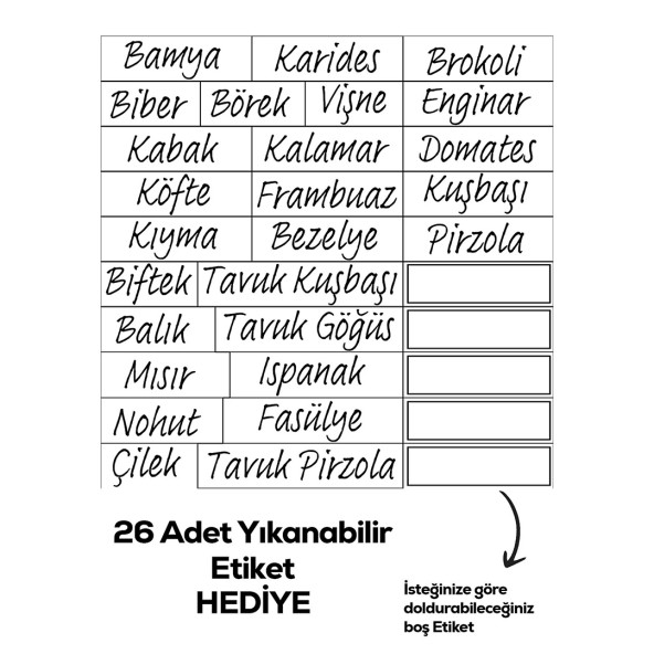 Porsima Etiketli 14 lü Çok Amaçlı -20°C Derin Dondurucu Gıda Erzak Saklama Kabı Seti - 2