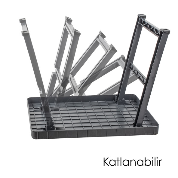 Porsima 0010 Portatif Katlanabilir Kamp Piknik Balkon Masası - Küçük Plastik Katlanır Sehpa Antrasit - 2