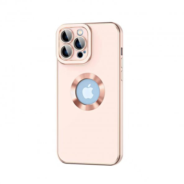 KNY Apple İphone 12 Pro Kılıf Kamera Korumalı Renkli Logo Açık Tasarım Kongo Kapak Rose Gold