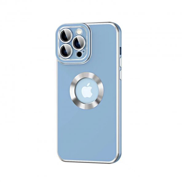KNY Apple İphone 12 Pro Max Kılıf Kamera Korumalı Renkli Logo Açık Tasarım Kongo Kapak Mavi