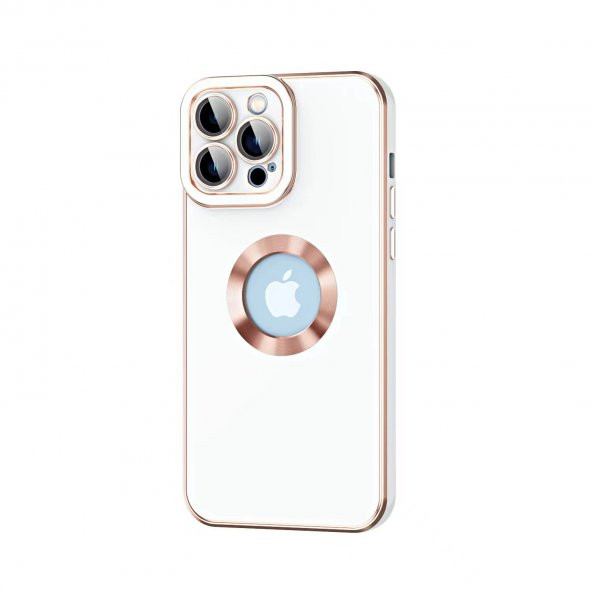 KNY Apple İphone 12 Pro Max Kılıf Kamera Korumalı Renkli Logo Açık Tasarım Kongo Kapak Beyaz
