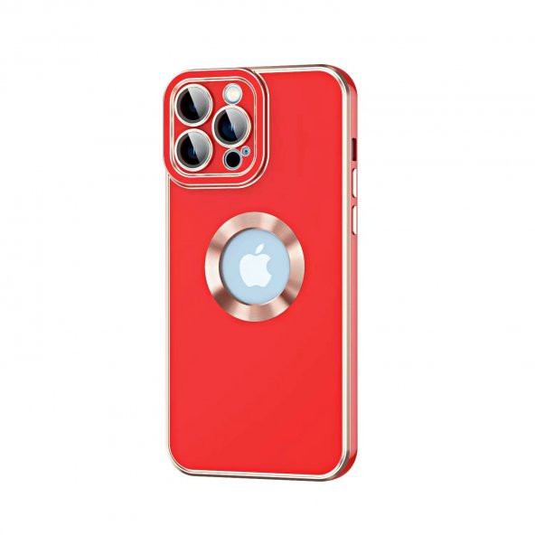 KNY Apple İphone 12 Pro Max Kılıf Kamera Korumalı Renkli Logo Açık Tasarım Kongo Kapak Kırmızı