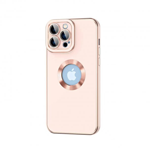 KNY Apple İphone 13 Pro Kılıf Kamera Korumalı Renkli Logo Açık Tasarım Kongo Kapak Rose Gold