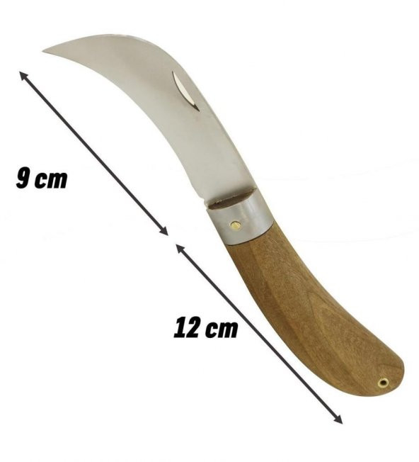 Aşı Bıçağı Eğri Uçlu Ara Çakı Bağ Bıçağı Paslanmaz Çelik 21 cm - 2
