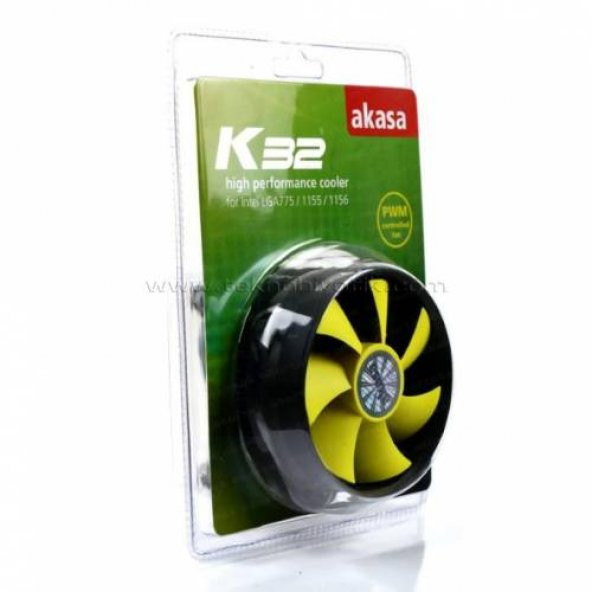 OUTLET Akasa K32 92mm PWM Fanlı Intel Uyumlu Kısa Profil İşlemci Soğutucusu (AK-CC7117EP01) - 2