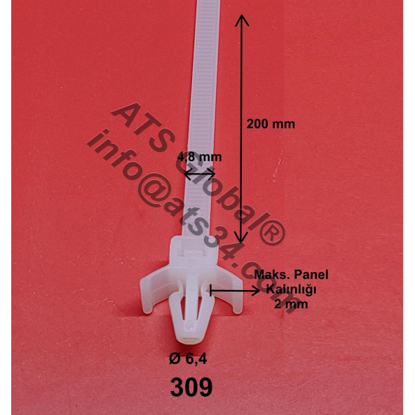 Dübelli Kablo Bağı 4.8X200 PKDB_309 Çap 6,4 200 Adet - 3